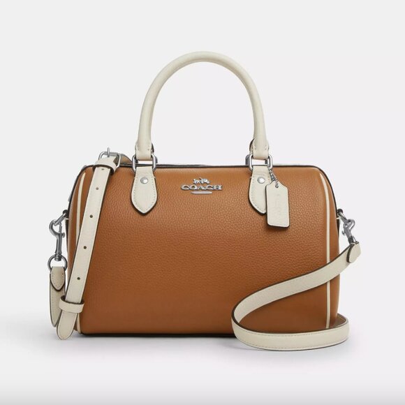 Coach Handbags - NWT COACH Rowan Satchel Bag In Colorblock - Novelty Leather/Silver/Light Saddle